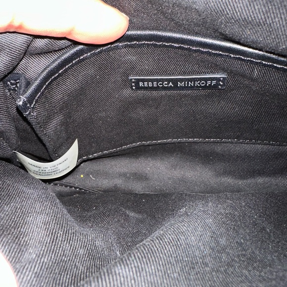 REBECCA MINKOFF LEATHER PURSE BLACK CLUTCH CROSSBODY SHOULDER BAG STUDDED - Picture 9 of 11